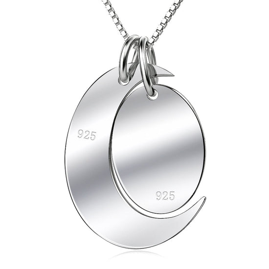 925 Sterling Silver Engraved Necklace I Love You To The Moon And Back - onlyone