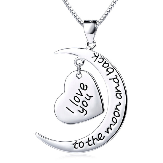 Sterling silver I love you to the moon and back star necklace 18" - onlyone