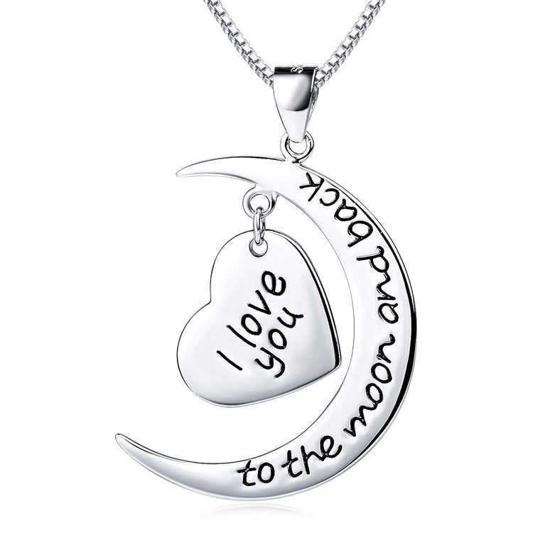 Sterling silver I love you to the moon and back star necklace 18" - onlyone