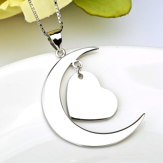 Sterling silver I love you to the moon and back star necklace 18" - onlyone