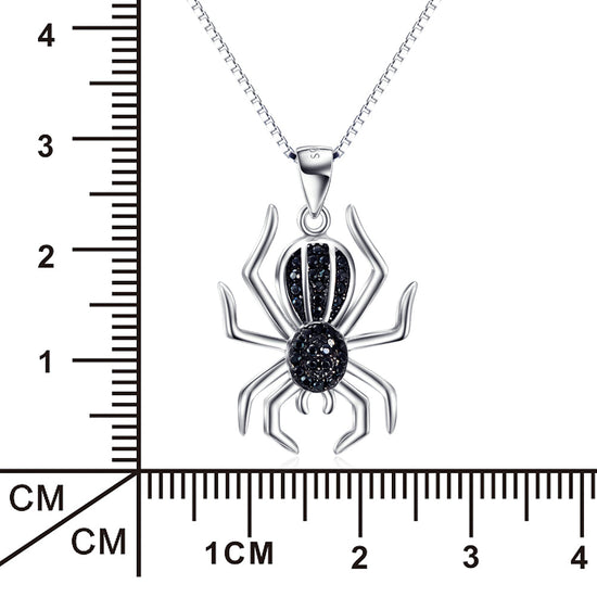 925 Sterling Silver Halloween Black Spider Necklace - onlyone