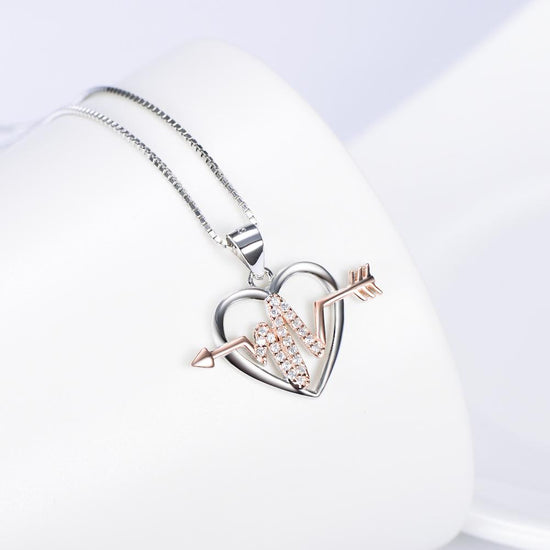 925 Sterling Silver Heartbeat Arrow Pendant Necklace - onlyone