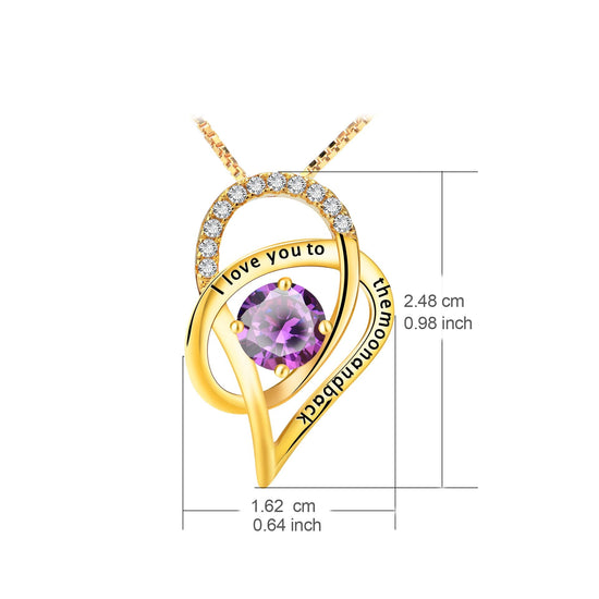 925 Sterling Silver Women Heart Pendant Necklace I Love You To The Moon And Back - onlyone