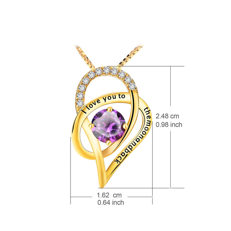 925 Sterling Silver Women Heart Pendant Necklace I Love You To The Moon And Back - onlyone