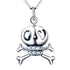 925 Sterling Silver Cute Halloween Heart Eyes Skull Necklace - onlyone