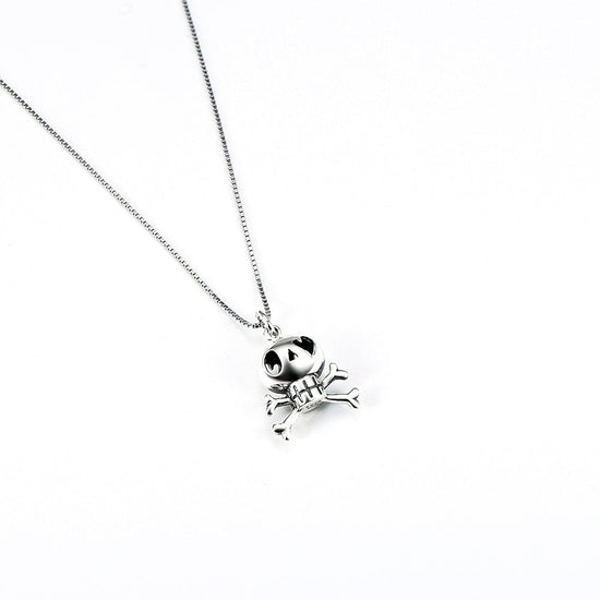 925 Sterling Silver Cute Halloween Heart Eyes Skull Necklace - onlyone