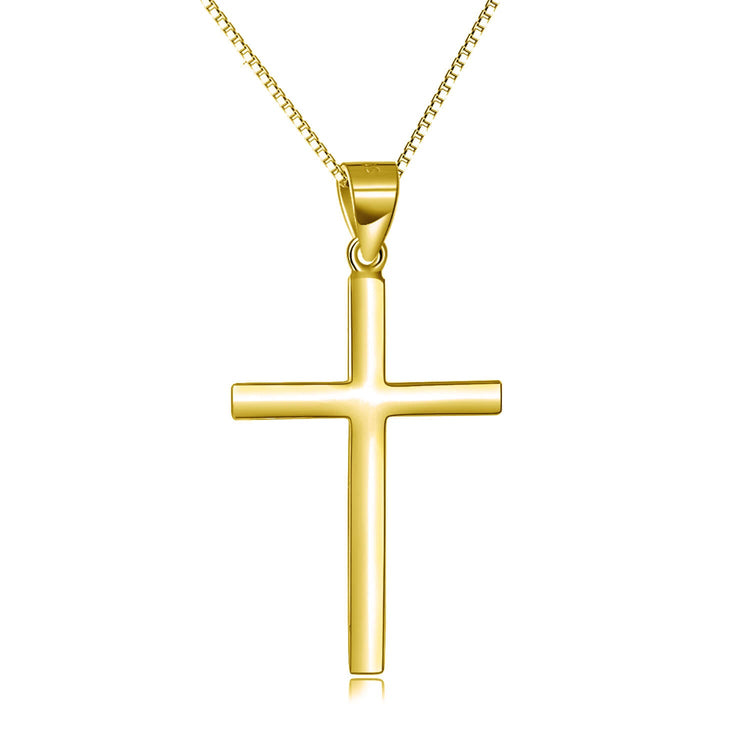 925 Sterling Silver Gold Cross Necklace For Women - onlyone