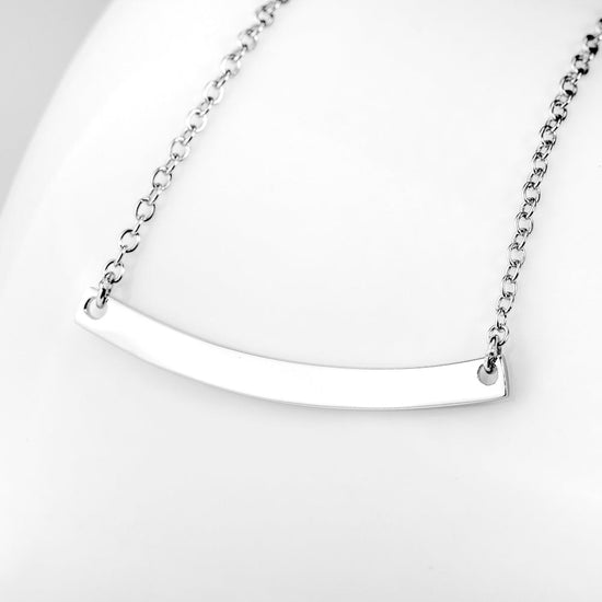 925 Sterling Silver Horizontal Bar Arch Pendant Sports Necklace - onlyone