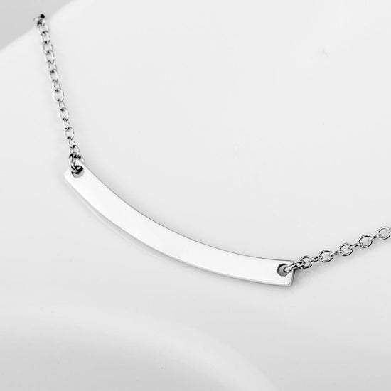 925 Sterling Silver Horizontal Bar Arch Pendant Sports Necklace - onlyone