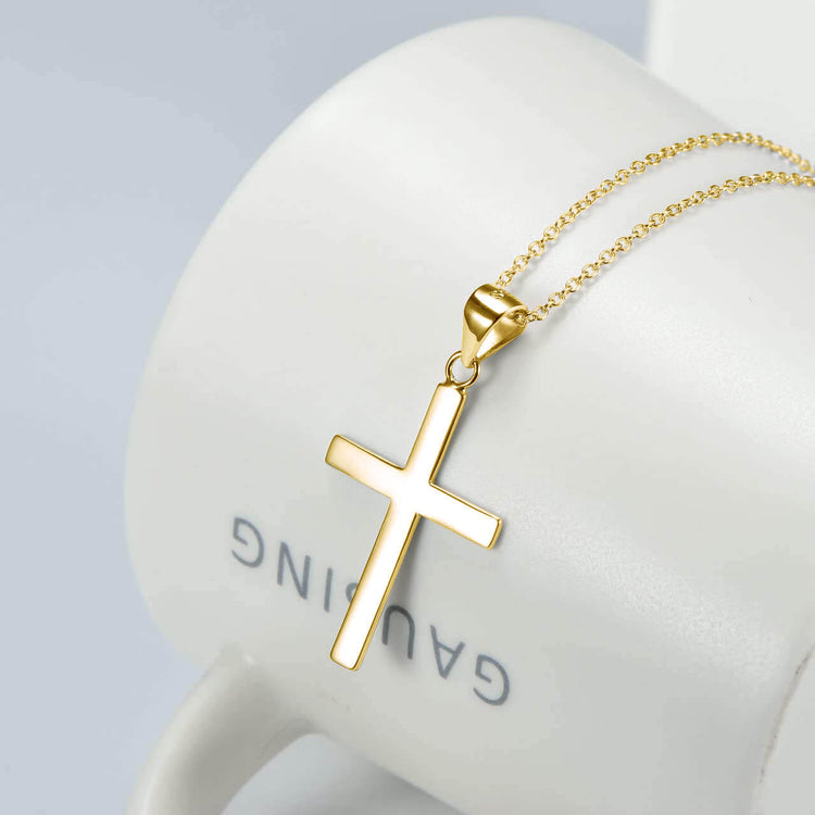 925 Sterling Silver Gold Cross Necklace For Women - onlyone