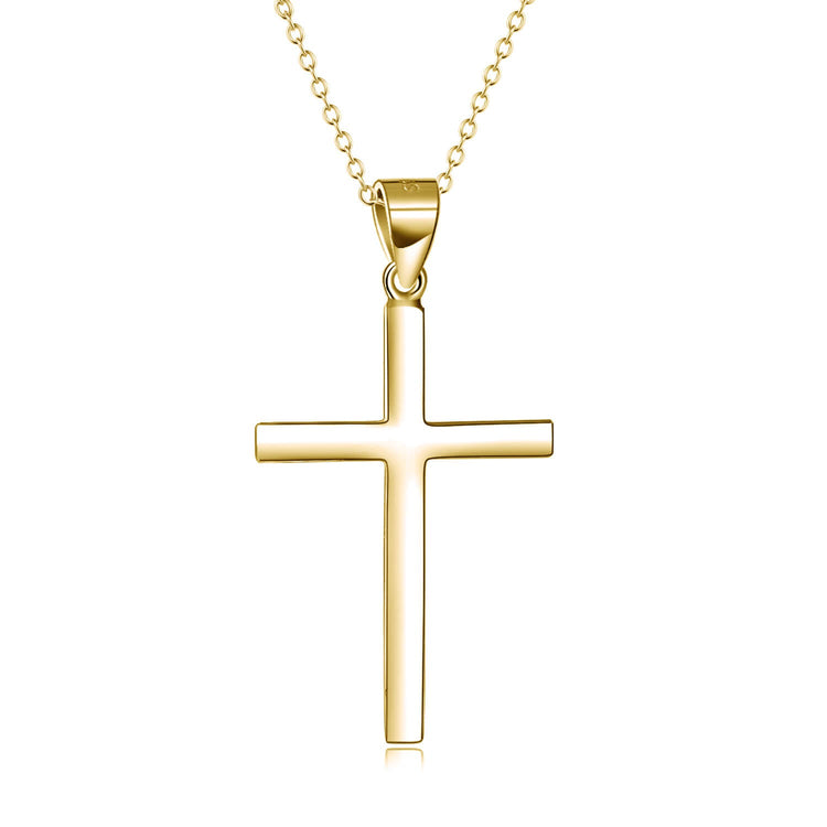 925 Sterling Silver Gold Cross Necklace For Women - onlyone