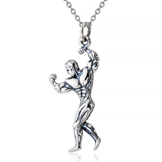 925 Sterling Silver Fitness Man Pendant Necklace - onlyone