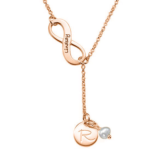 925 Sterling Silver Engraved Infinity Initial Coin Necklace - onlyone