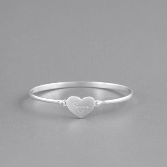 925 Sterling Silver Personalized Love Heart Signature Bangle - onlyone