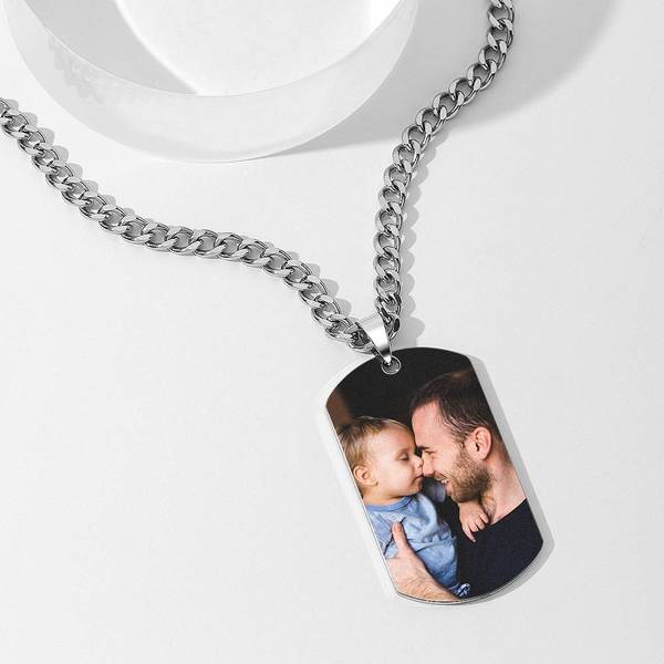Custom Personalized Photo Engraved Necklace For Men