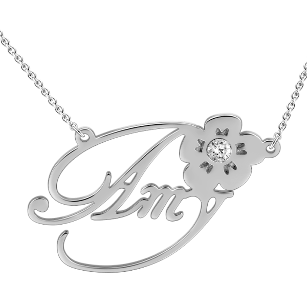 "Amy"Style 14k Gold Personalized Swarovski Inlay Name Necklace Adjustable Chain - onlyone