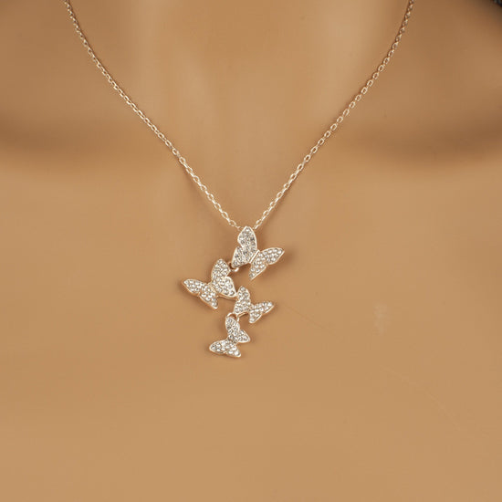 925 Sterling Silver Diamond Butterfly Necklace for Jewelry Women - onlyone