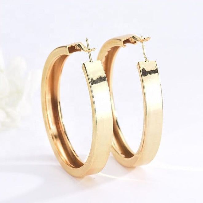 Gold Polished Hoop Earring - onlyone