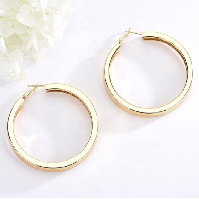 Gold Polished Hoop Earring - onlyone