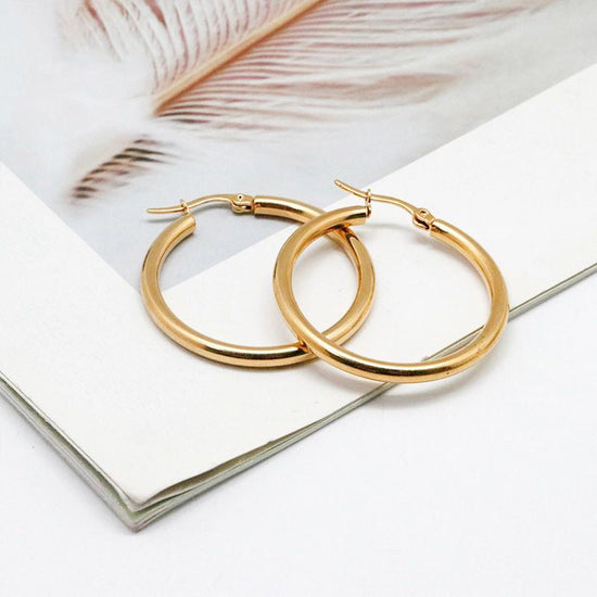 Classic Diameter Huggie Hoop Earrings Gold Plated - onlyone