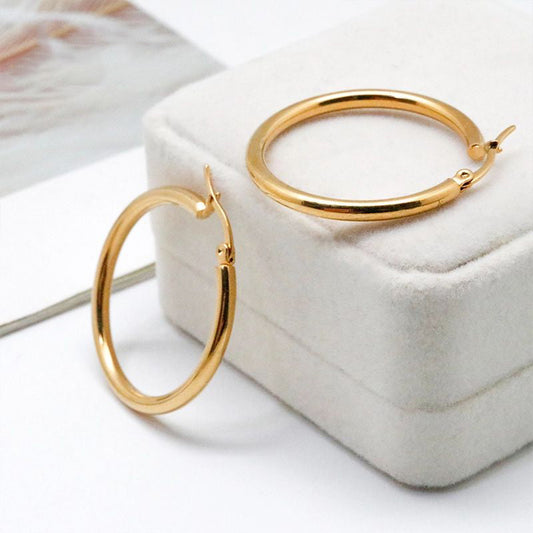 Classic Diameter Huggie Hoop Earrings Gold Plated - onlyone