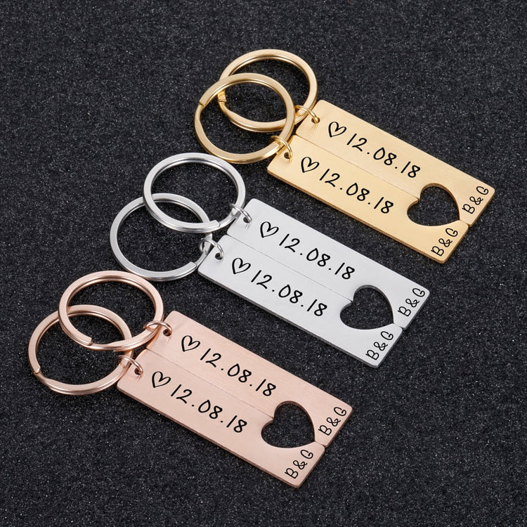 925 Sterling Silver Personalized Keychain Set