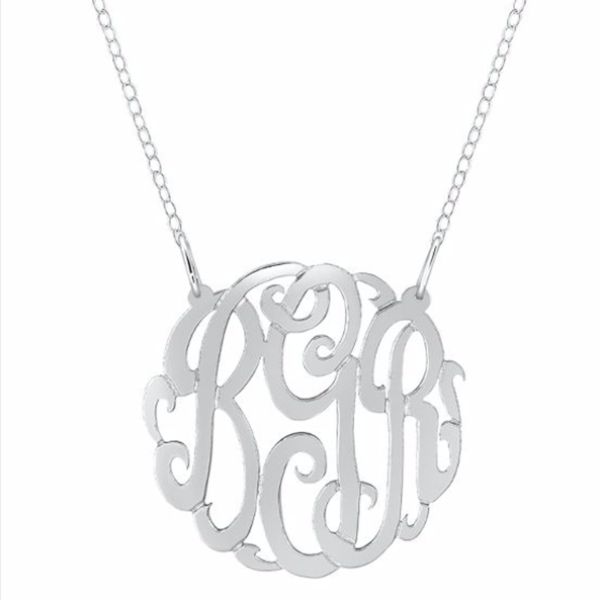 925 Sterling Silver Initial Monogram Necklace - onlyone