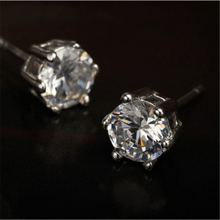 925 Silver Studs Zirconia Cubic Earring 6 Claws Stud Earrings - onlyone
