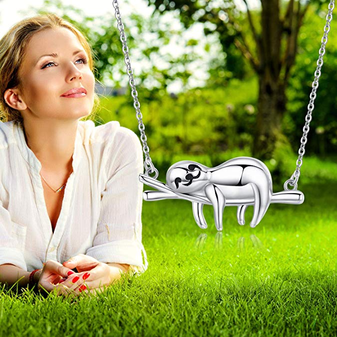 925 Sterling Silver Lazy Sloth Fashion Necklace. - onlyone