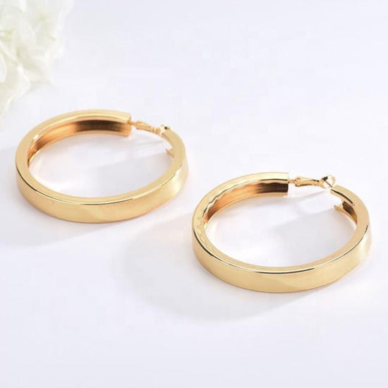 Gold Polished Hoop Earring - onlyone