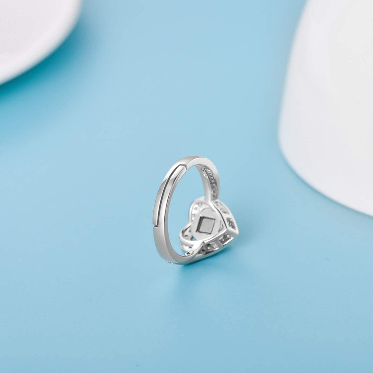 925 Sterling Silver I Love You 100 Language Heart Open Ring