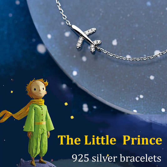 925 Sterling Silver The Little Prince Airplane Bracelet With Zirconia