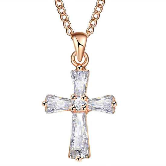 925 Sterling Silver Crystal Cross Pendant Necklace  Cross Necklace For Women - onlyone