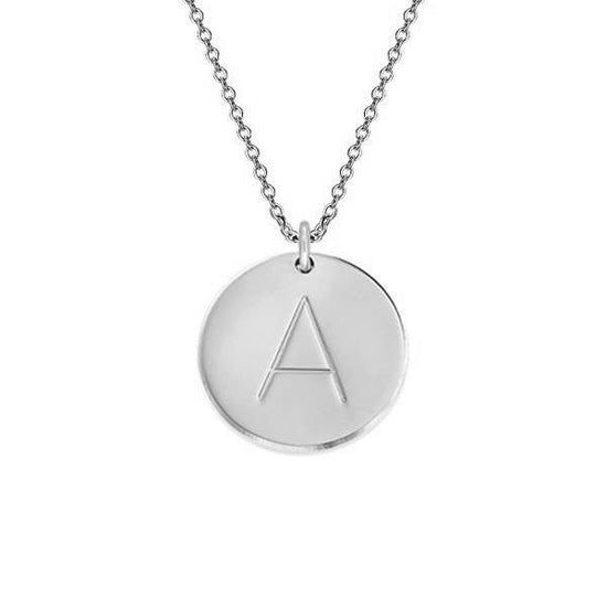 925 Sterling Silver Engraved Initial Coin Necklace, Back To School Gift Necklace - onlyone