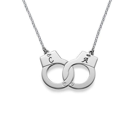 925 Sterling Silver Engraved Handcuff Name Necklace Nameplate Necklace - onlyone