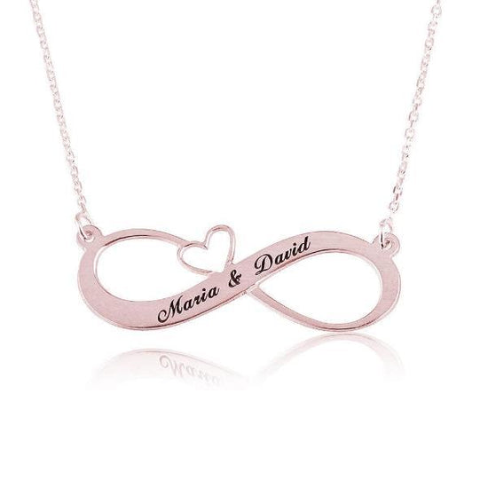 925 Sterling Silver Infinity Heart Name Engraved Necklace Nameplate Necklace - onlyone