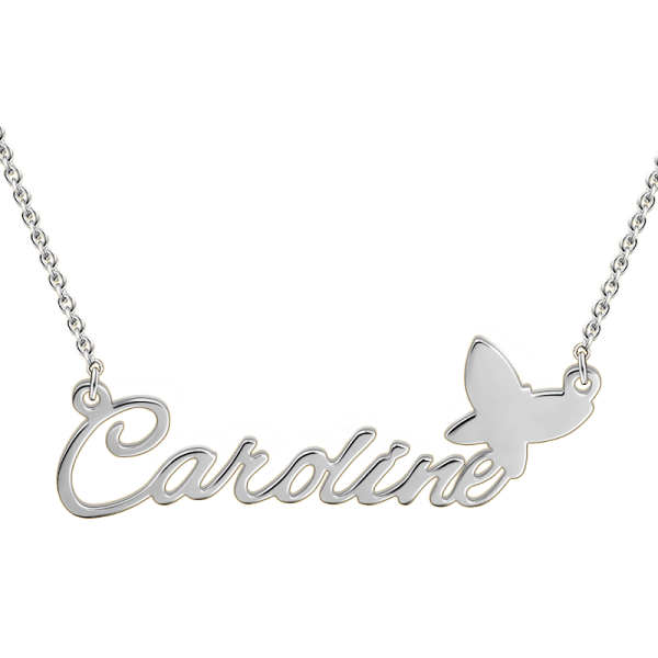 925 Sterling Silver Custom Caroline Name Necklace Nameplate Necklace - onlyone