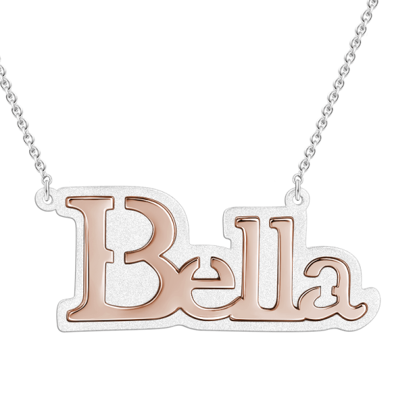 925 Sterling Silver Bella Style Custom Name Necklace Nameplate Necklace - onlyone