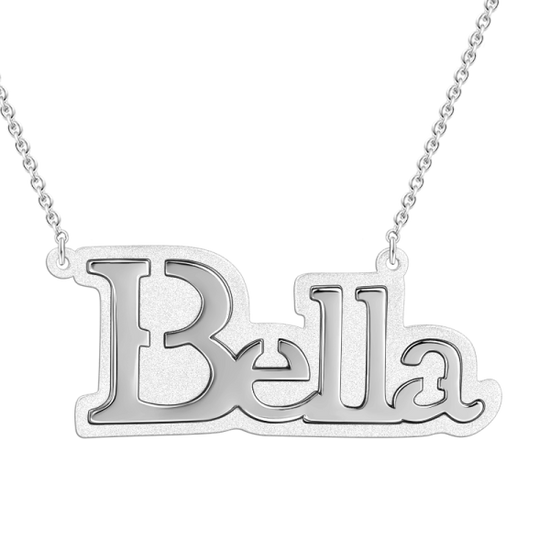 925 Sterling Silver Bella Style Custom Name Necklace Nameplate Necklace - onlyone