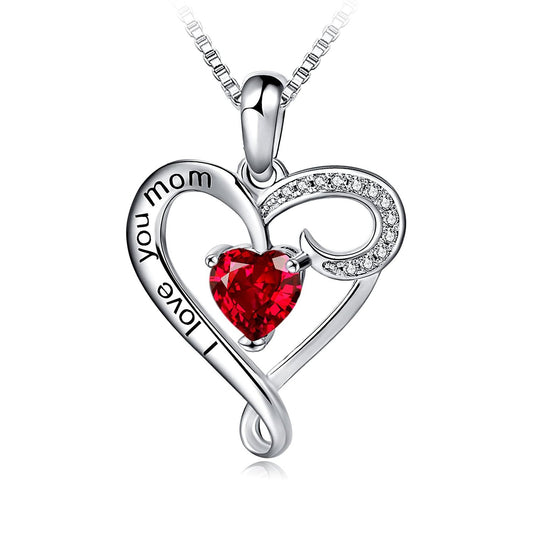 925 Sterling Silver Heart Pendant Necklace Mother's Birthday Gift