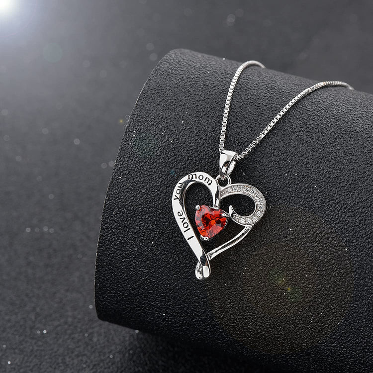 925 Sterling Silver Heart Pendant Necklace Mother's Birthday Gift