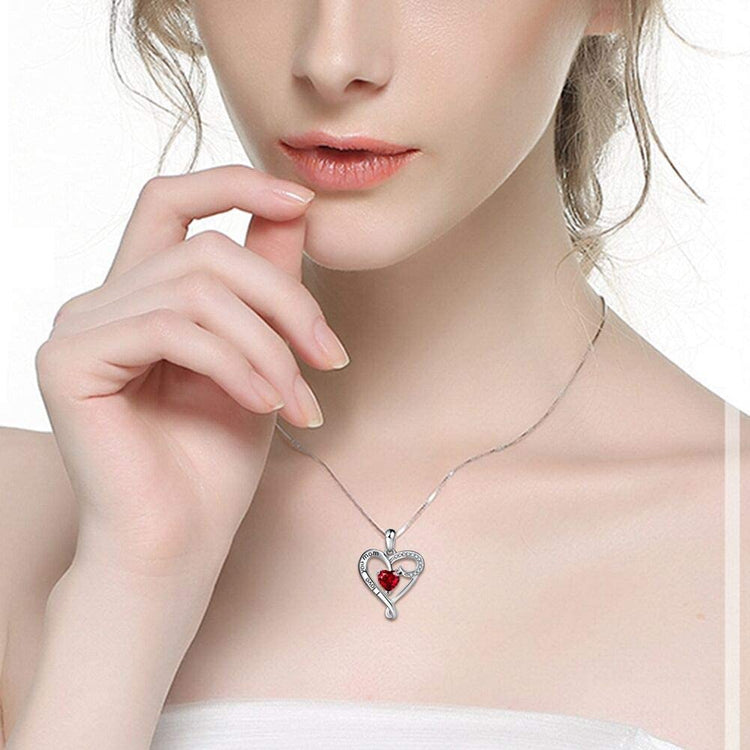 925 Sterling Silver Heart Pendant Necklace Mother's Birthday Gift