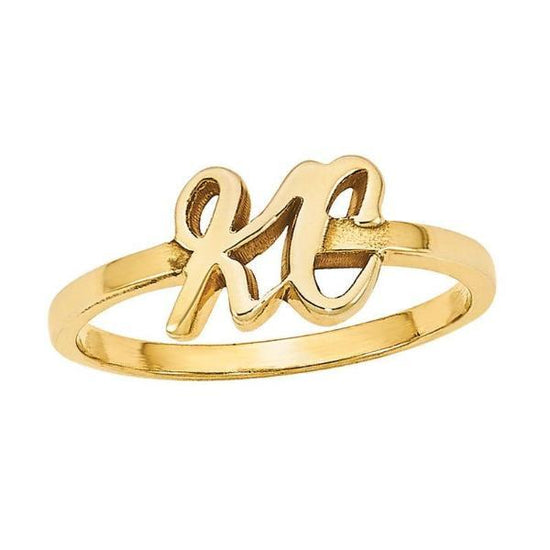 925 Sterling Silver Personalized Initial Ring - onlyone