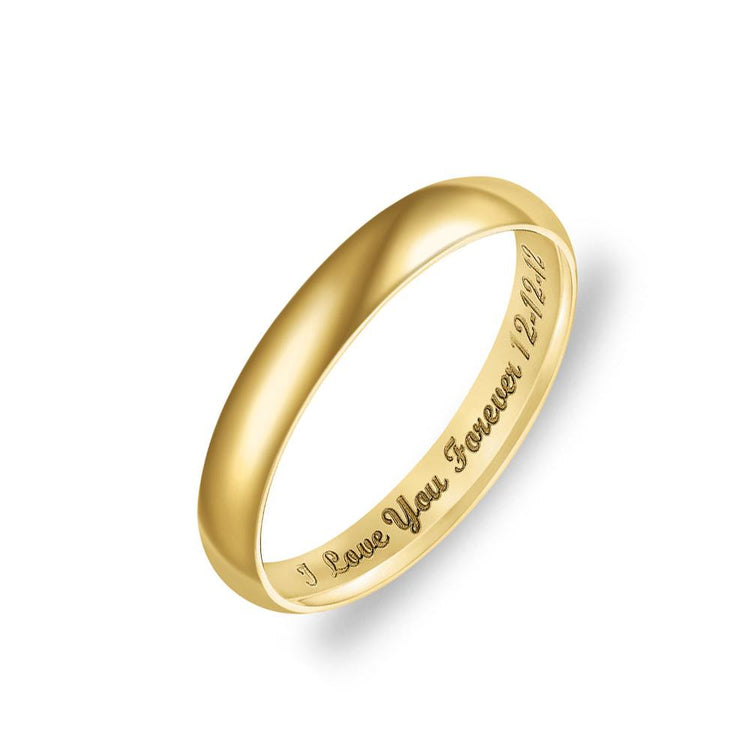 10K/14K Gold Personalized Low Dome Engraved Ring - onlyone