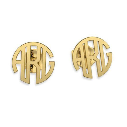 925 Sterling Silver Personalized Monogram Stud Earrings - onlyone