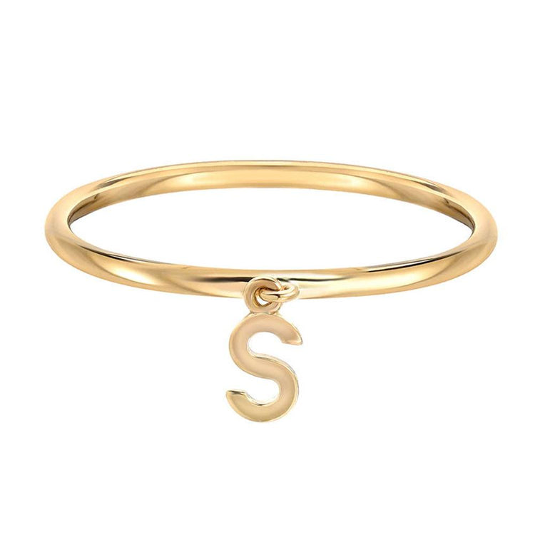 925 Sterling Silver Personalized Mini Stackable Initial Ring - onlyone