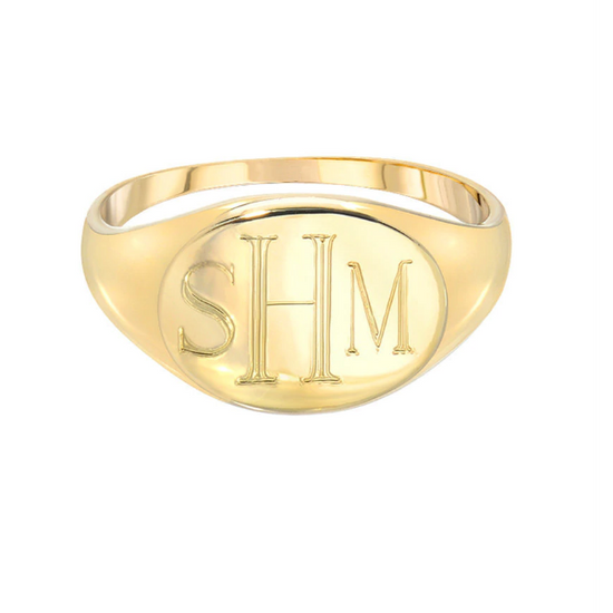 925 Sterling Silver Personalized Engraved Signet Ring - onlyone