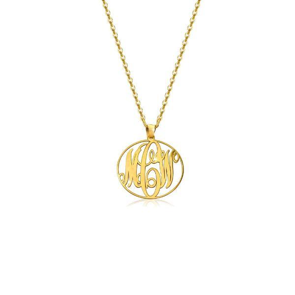 925 Sterling Silver Initial Monogram Necklace - onlyone