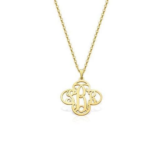 925 Sterling Silver Initial Monogram Necklace - onlyone