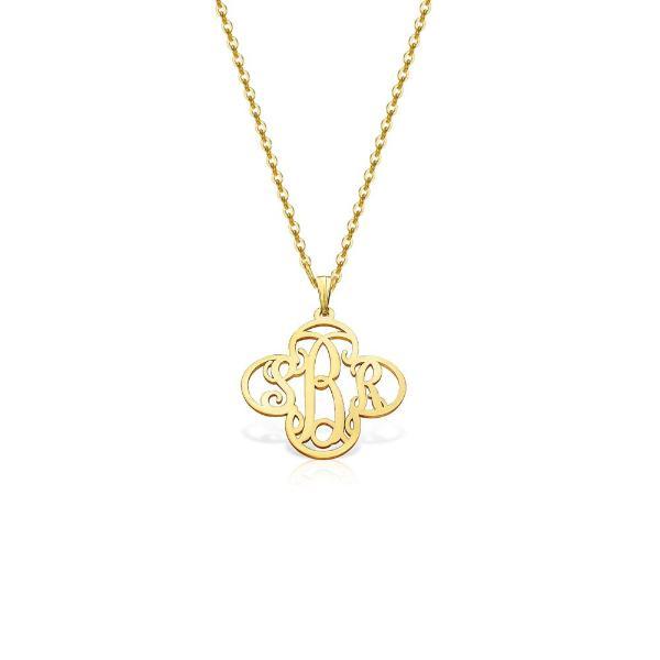 925 Sterling Silver Initial Monogram Necklace - onlyone